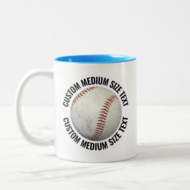 Caneca De Café Em Dois Tons Baseball & Texto Médio AZUL CLARO 325ml Personaliz (Esquerda)