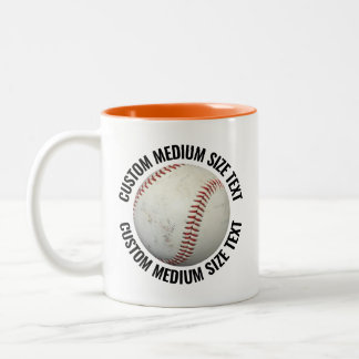 Caneca De Café Em Dois Tons Baseball & Texto Médio Laranja 325ml Personalizado