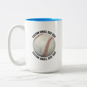 Caneca De Café Em Dois Tons Baseball & Texto Pequeno AZUL CLARO 15oz Personali