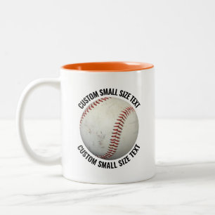 Caneca De Café Em Dois Tons Baseball & Texto Pequeno LARANJA 325ml Personaliza