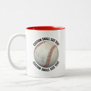Caneca De Café Em Dois Tons Baseball & Texto Pequeno VERMELHO 325ml Personaliz