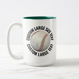 Caneca De Café Em Dois Tons Basebol & Texto Grande HUNTER GREEN 15oz Personali