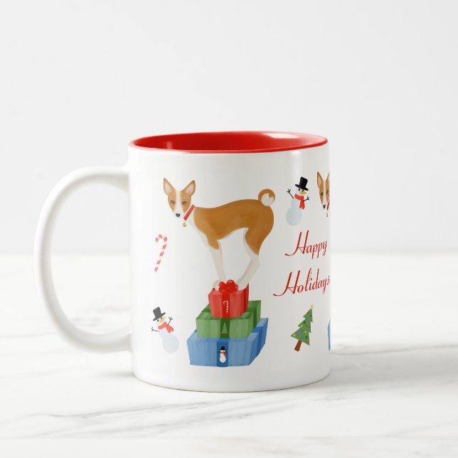 Caneca De Café Em Dois Tons Basenji e Presente Mug (Esquerda)