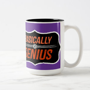 Caneca De Café Em Dois Tons Basicamente um gênio (para Christie)