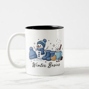 Caneca De Café Em Dois Tons Básicos de Inverno Boneco de Neve Natal Tempo Acon