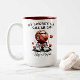 Caneca De Café Em Dois Tons Basquete personalizado com dia de os pais de nome