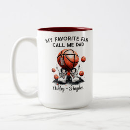 Caneca De Café Em Dois Tons Basquete personalizado com dia de os pais de nome 