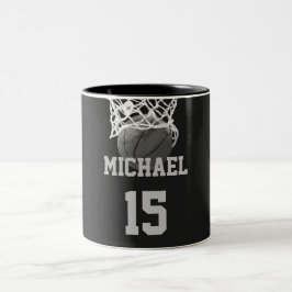 Caneca De Café Em Dois Tons Basquete Seu Nome
