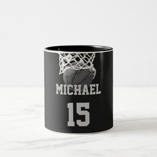 Caneca De Café Em Dois Tons Basquete Seu Nome (Centro)