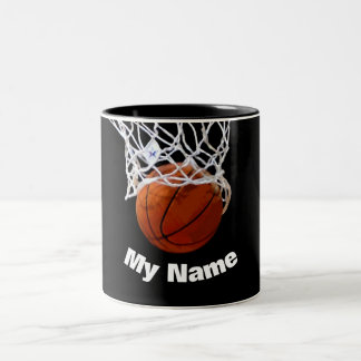 Caneca De Café Em Dois Tons Basquete Seu Nome Personalizado