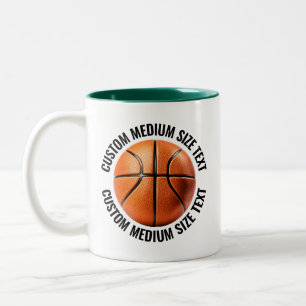 Caneca De Café Em Dois Tons Basquete & Texto Médio HUNTER GREEN 325ml Personal