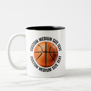 Caneca De Café Em Dois Tons Basquete & Texto Médio Preto 325ml Personalizado