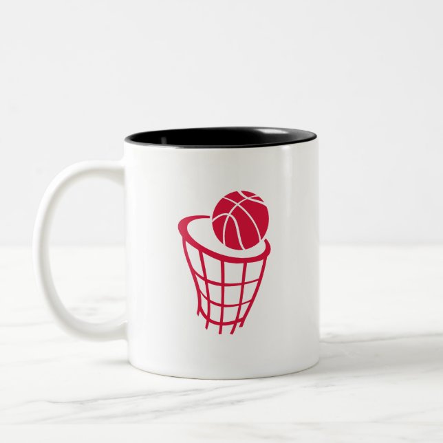 Caneca De Café Em Dois Tons Basquetebol do vermelho carmesim (Esquerda)
