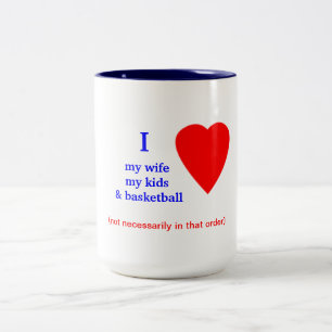 Caneca De Café Em Dois Tons Basquetebol mim coração minha esposa