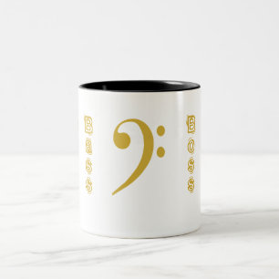 Caneca De Café Em Dois Tons Bass Boss Bass Clef Mugs em Dourado