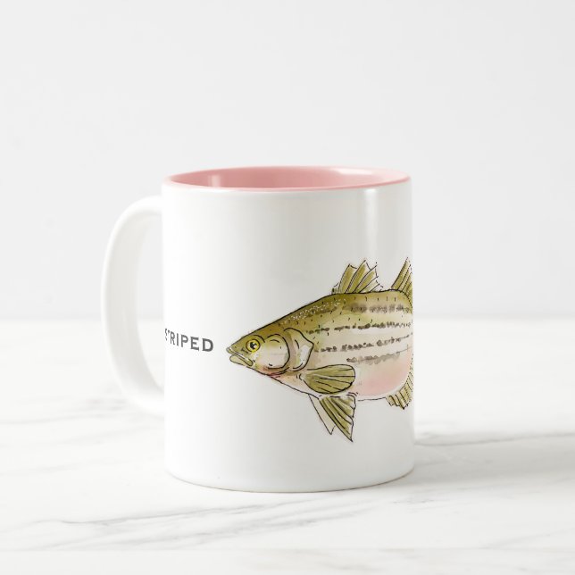 Caneca De Café Em Dois Tons Bass listrado | Mug de peixe (Frente Esquerda)