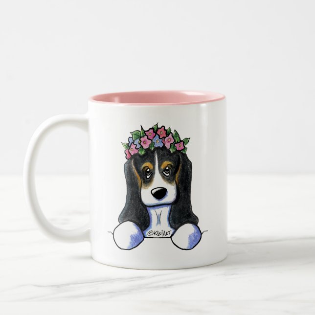 Caneca De Café Em Dois Tons Basset do florista (Esquerda)