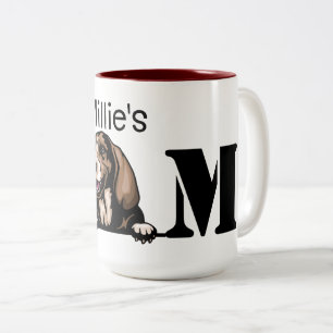 Caneca De Café Em Dois Tons Basset Hound Personalizado Peeking Mãe