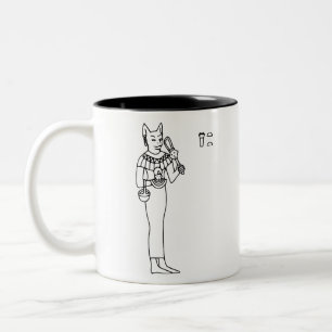 Caneca De Café Em Dois Tons Bast Heiroglicph Egypt Cat Goddeset Bastet