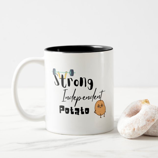 Caneca De Café Em Dois Tons Batata-cango forte independente (Com Donut)