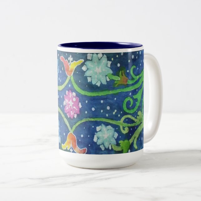 Caneca De Café Em Dois Tons batik tapeçaria (Frente Esquerda)