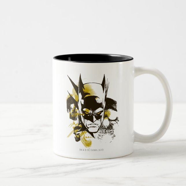 Caneca De Café Em Dois Tons Batman Cowl and Skulls (Direita)