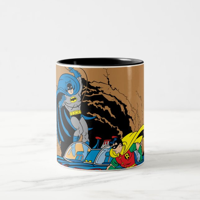 Caneca De Café Em Dois Tons Batman E Robin Em Batcaverna (Centro)