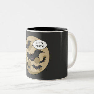 Caneca De Café Em Dois Tons Bats com festa na lua cheia