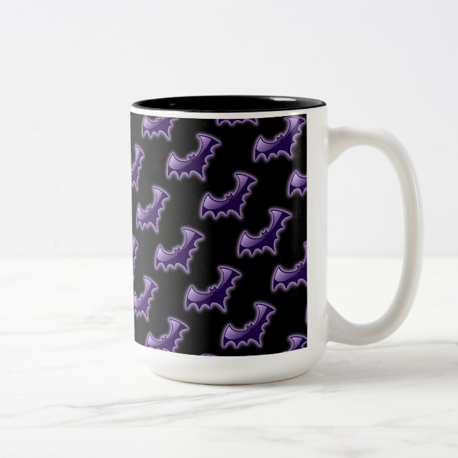 Caneca De Café Em Dois Tons Bats Noturnos Roxos (Direita)
