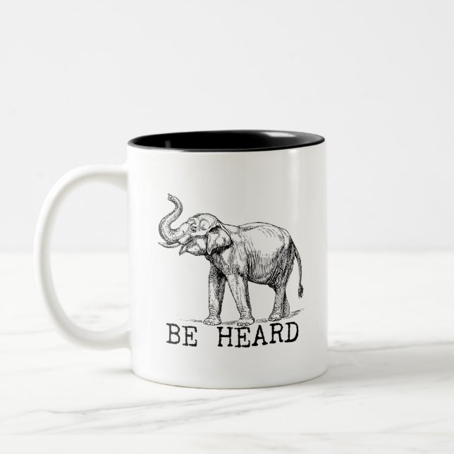 Caneca De Café Em Dois Tons Be Heard Cute Elephant (Esquerda)