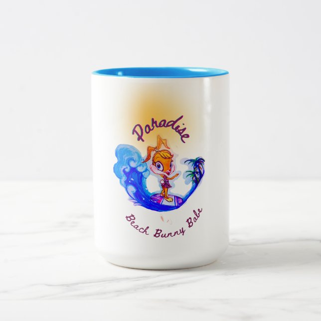 Caneca De Café Em Dois Tons "Beach Babe Surfer" (Centro)