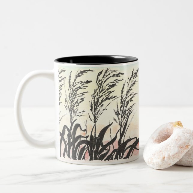 Caneca De Café Em Dois Tons Beach Morning em uma caneca (Com Donut)