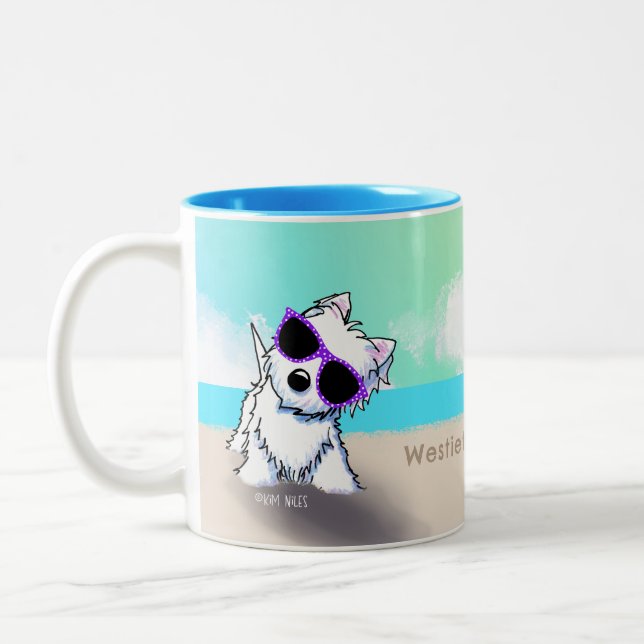 Caneca De Café Em Dois Tons Beach Westie Classic Mug, 11 oz (Esquerda)