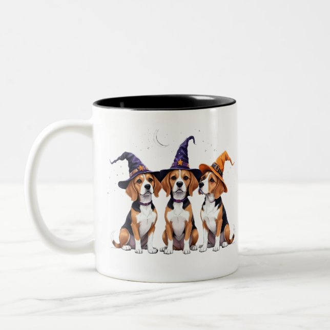 Caneca De Café Em Dois Tons Beagle Halloween Spooky Cachorro de Halloween (Esquerda)