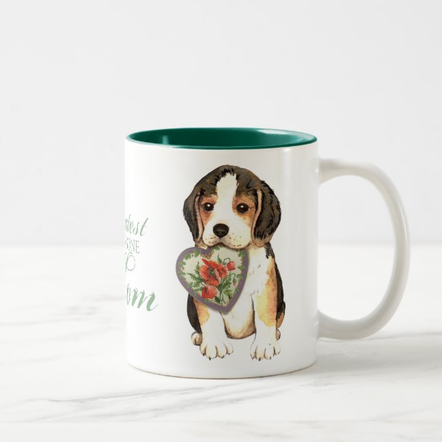 Caneca De Café Em Dois Tons Beagle Heart Mãe (Direita)