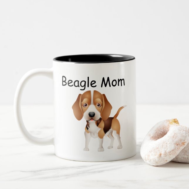 Caneca De Café Em Dois Tons Beagle Mãe Coffee Mug (Com Donut)