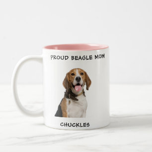 Caneca De Café Em Dois Tons Beagle Mãe Personalizada Foto Pet Foto Chocolate 
