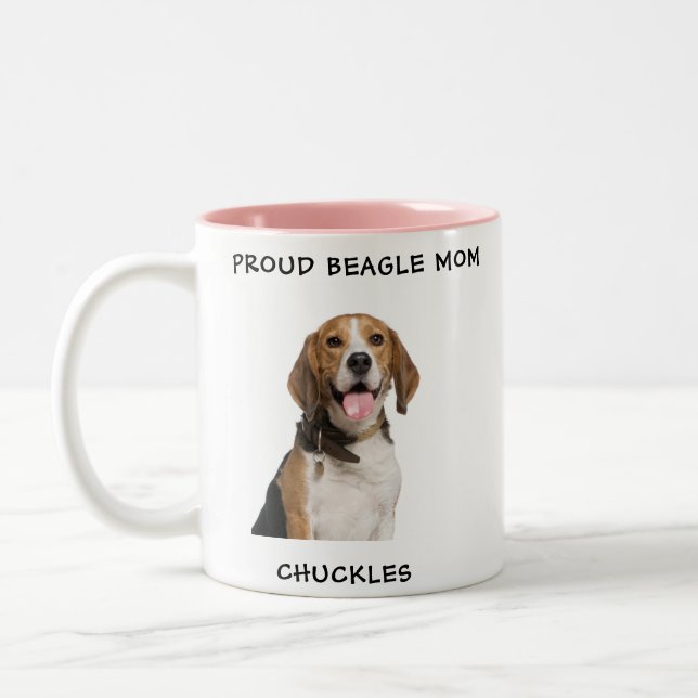 Caneca De Café Em Dois Tons Beagle Mãe Personalizada Foto Pet Foto Chocolate Q (Esquerda)