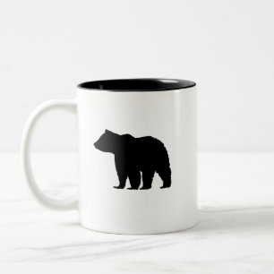 Caneca De Café Em Dois Tons Bear Black Silhouette Mountain Living