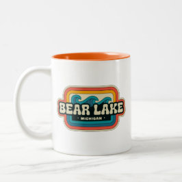 Caneca De Café Em Dois Tons Bear Lake 70s Retro Michigan Vintage