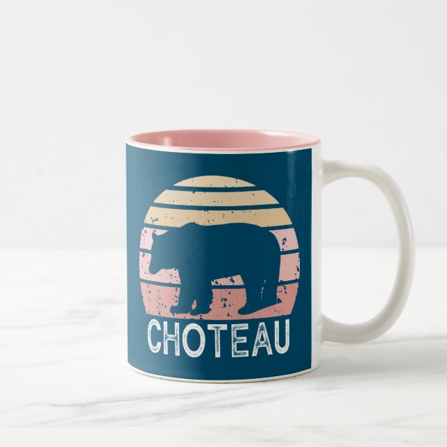Caneca De Café Em Dois Tons Bear Retro Choteau Montana (Direita)