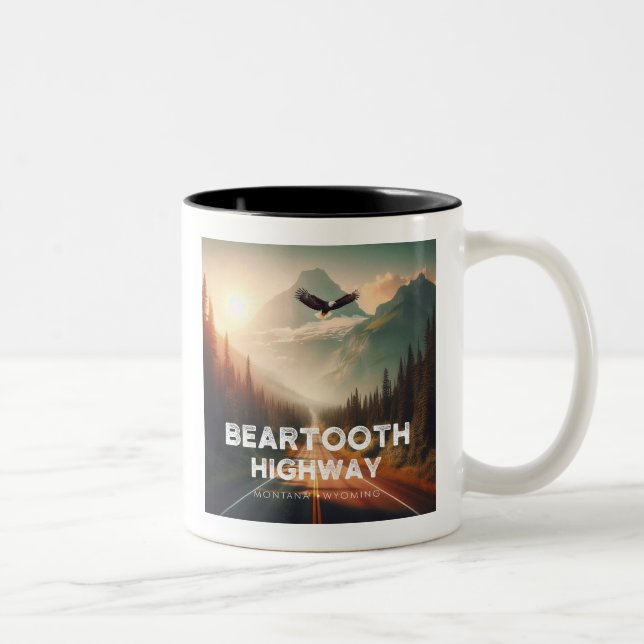 Caneca De Café Em Dois Tons Beartooth Highway Montana Wyoming Eagle (Direita)