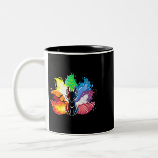 Caneca De Café Em Dois Tons Beatiful elemental kitsune fox japan espirituoso 3