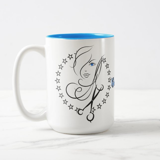 Caneca De Café Em Dois Tons Beauticista de Cabelo Personalizado (Esquerda)