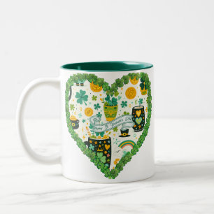 Caneca De Café Em Dois Tons Beba Um Pouco de Sorte: Caneca em Forma de Coração