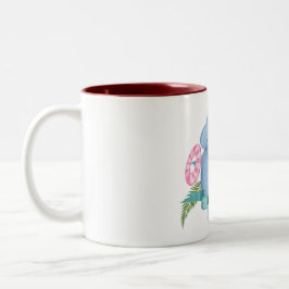 Caneca De Café Em Dois Tons Bebê Bonito Hippo com Nome Personalizado Flamingo