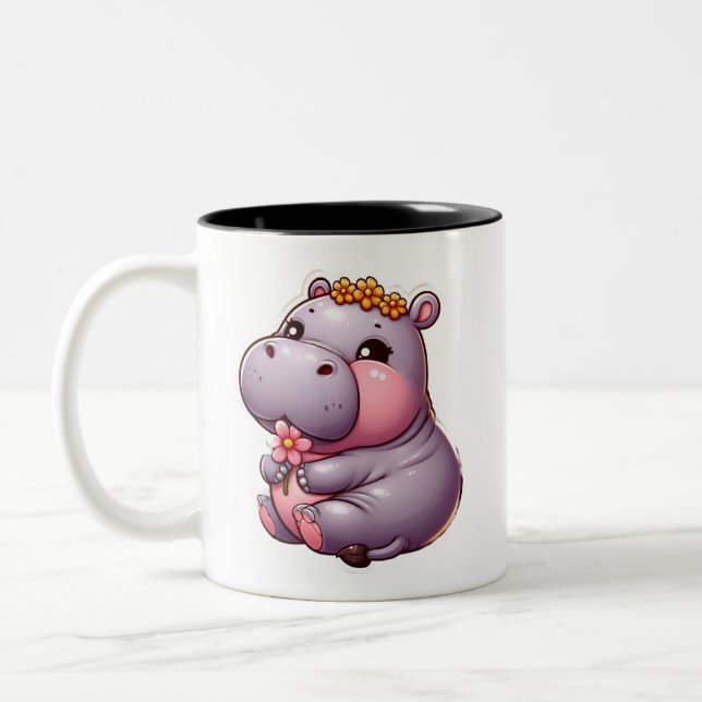 Caneca De Café Em Dois Tons Bebê Bonito Hippo Mug (Esquerda)