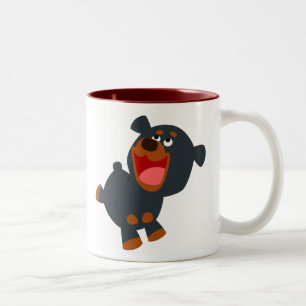 Caneca De Café Em Dois Tons Bebê brincalhão bonito Rottweiler dos desenhos