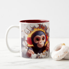 Caneca De Café Em Dois Tons Bebê-Chimpanzé-Caco-Quente 3D