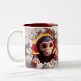 Caneca De Café Em Dois Tons Bebê-Chimpanzé-Caco-Quente 3D